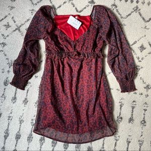 Rust & Navy Leopard Dress